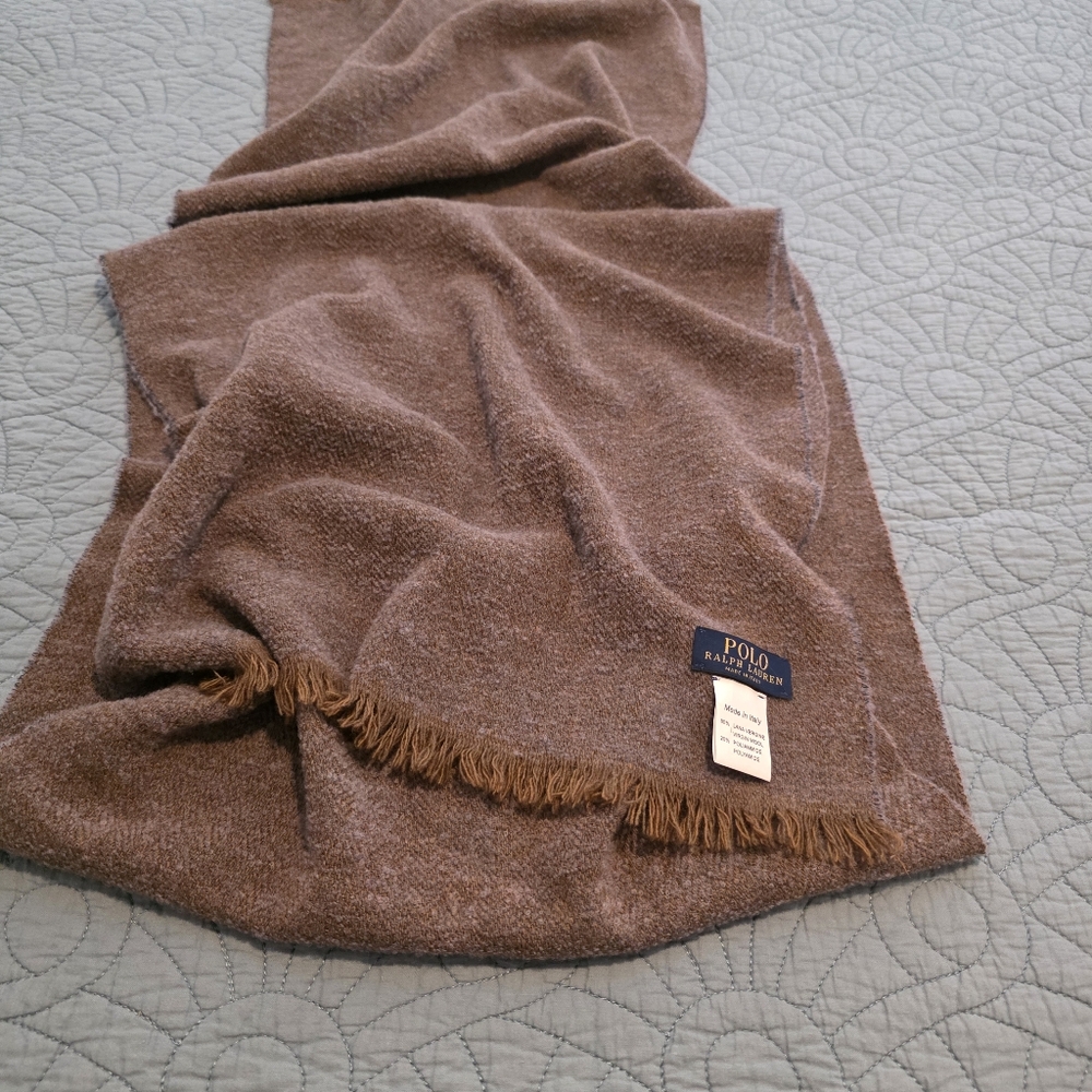 Polo Ralph Lauren Wool Scarf made In Italy Purple Brown